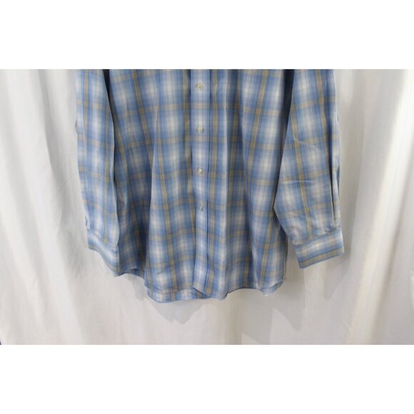 Jos A Bank Mens Blue Yellow Plaid Long Sleeve Cotton Button Down Shirt M - Picture 4 of 6
